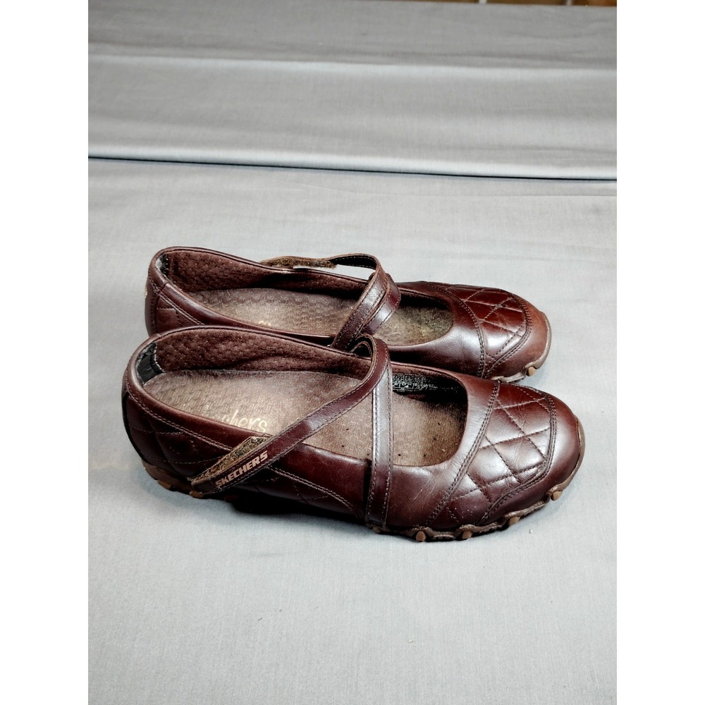 Skechers Brown Quilted Mary Jane Resort Preppy Walking Comfort Shoes Women 7 - Picture 4 of 12